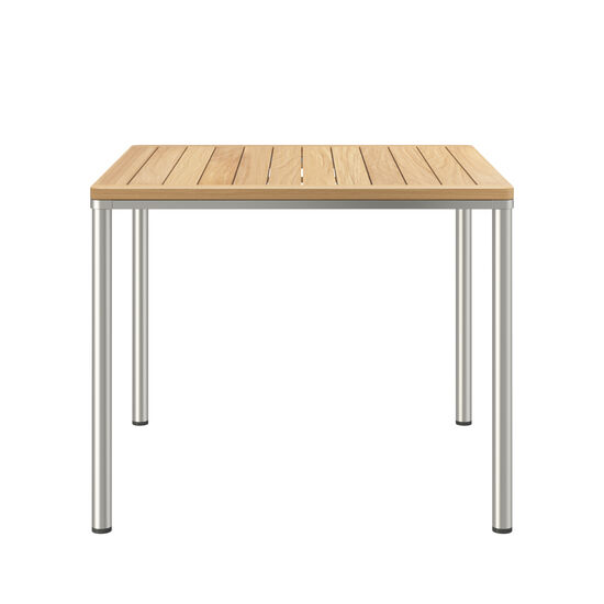 Portland Tisch Edelstahl 90 x 90 Tischplatte Teak