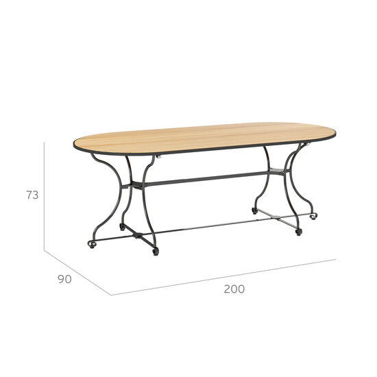 Fontenay Tisch oval 200 x 90  klappbar, Teakleisten