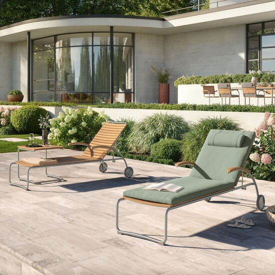 Bolero Beistelltisch Edelstahl 55 x 55 Teak