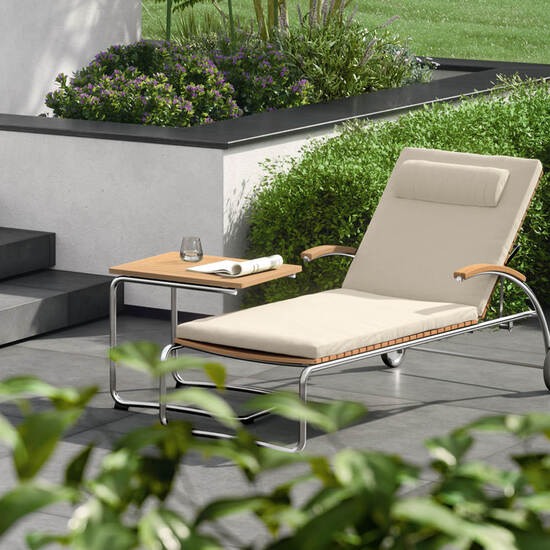 Bolero Beistelltisch Edelstahl 55 x 55 Teak