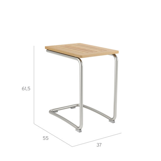 Bolero Beistelltisch Edelstahl 37 x 55 Teak