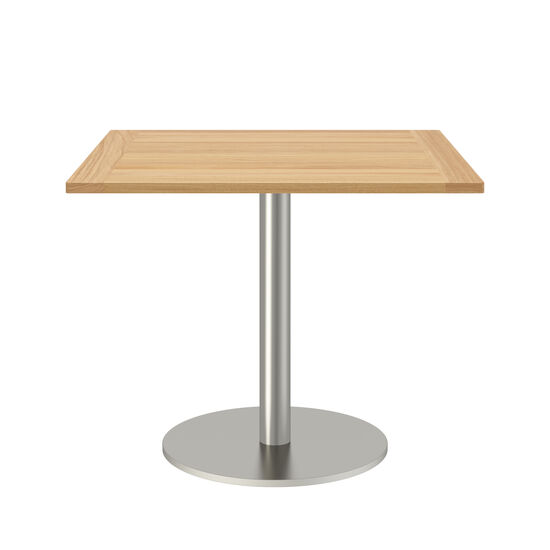 Ronda Mittelfußtisch Edelstahl 90 x 90 Tischplatte Teak