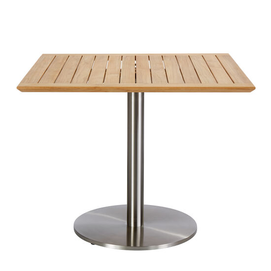 Ronda Mittelfußtisch Edelstahl 90 x 90 Tischplatte Teak