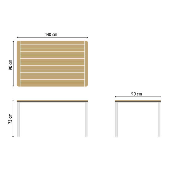 Portland Tisch Aluminium 140 x 90 Tischplatte Teak