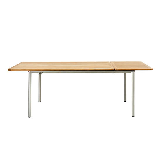 Portland Ausziehtisch Edelstahl 165-225 x 90 Tischplatte Teak