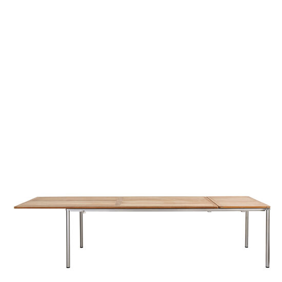 Portland Ausziehtisch Edelstahl 240-300 x 100 Tischplatte Teak