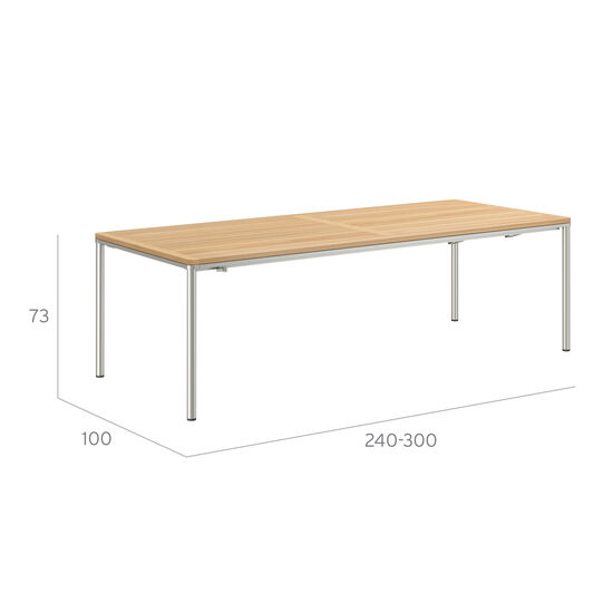 Portland Ausziehtisch Edelstahl 240-300 x 100 Tischplatte Teak