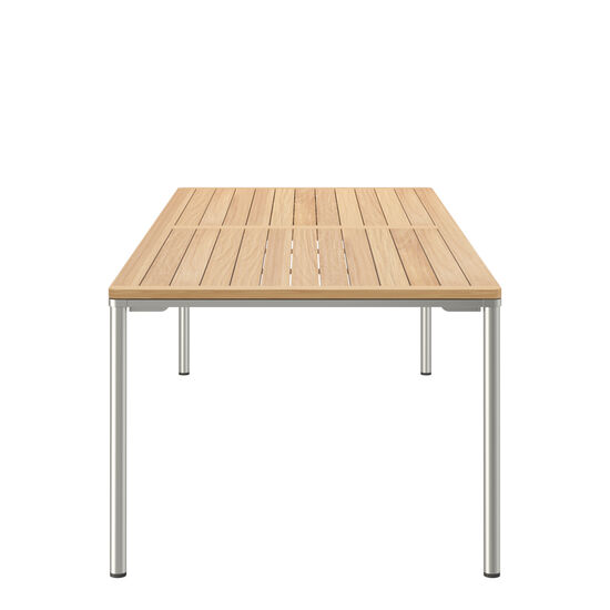 Portland Ausziehtisch Edelstahl 240-300 x 100 Tischplatte Teak