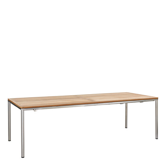 Portland Ausziehtisch Edelstahl 240-300 x 100 Tischplatte Teak