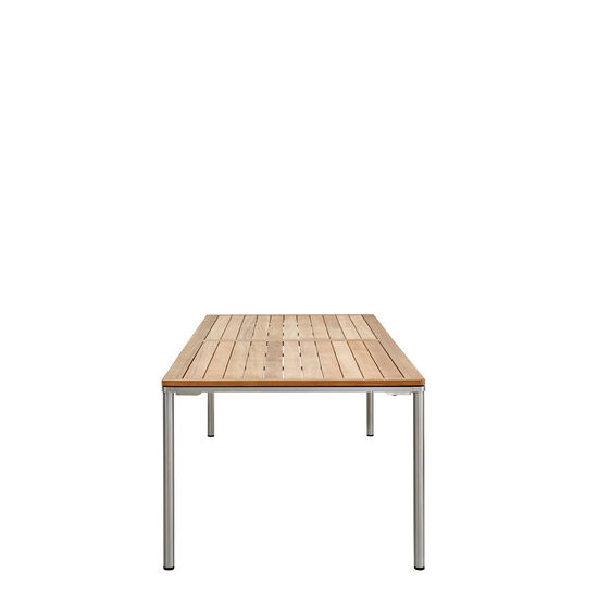Portland Ausziehtisch Edelstahl 240-300 x 100 Tischplatte Teak