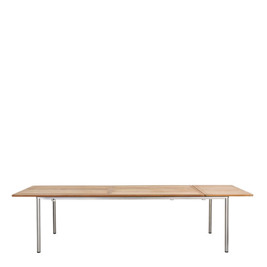 Portland Ausziehtisch Edelstahl 240-300 x 100 Tischplatte Teak