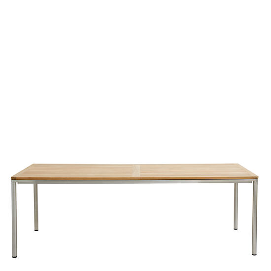 Portland Ausziehtisch Edelstahl 240-300 x 100 Tischplatte Teak