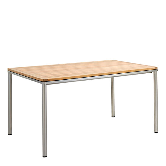 Portland Tisch Edelstahl 140 x 90 Tischplatte Teak