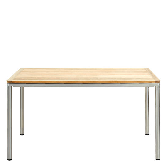 Portland Tisch Edelstahl 140 x 90 Tischplatte Teak