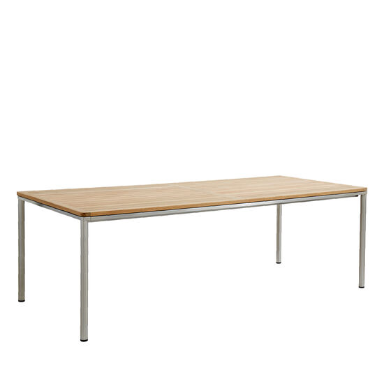 Portland Tisch Edelstahl 220 x 100 Tischplatte Teak