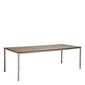 Portland Tisch Edelstahl 220 x 100 Tischplatte Kunstharz Patina Graubraun