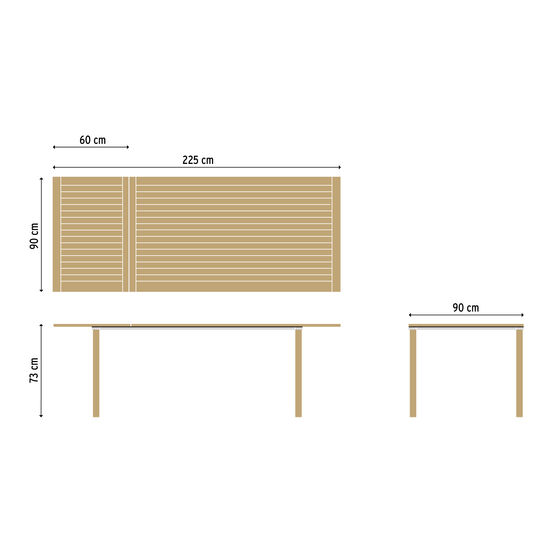 Portland Teak Ausziehtisch 165-225 x 90