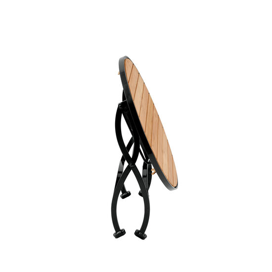 Fontenay Beistelltisch rund 55 niedrig klappbar, Teakleisten