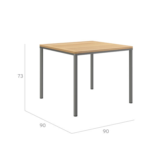 Portland Tisch Graphit 90 x 90 Tischplatte Teak