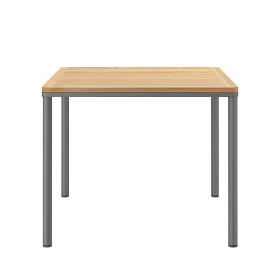 Portland Tisch Graphit 90 x 90 Tischplatte Teak