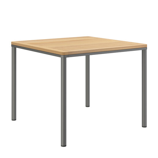 Portland Tisch Graphit 90 x 90 Tischplatte Teak