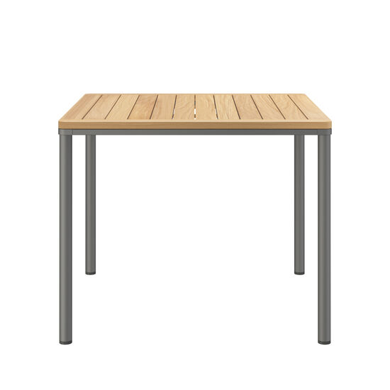 Portland Tisch Graphit 90 x 90 Tischplatte Teak