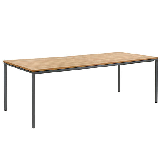 Portland Tisch Graphit 220 x 100 Tischplatte Teak