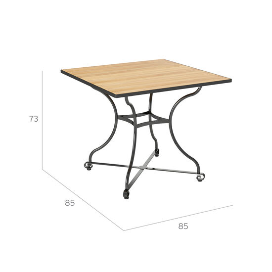 Fontenay Tisch  quadratisch 85 x 85, Teakleisten