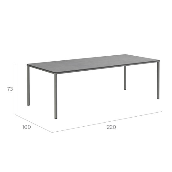 Portland Tisch Graphit 220 x 100 Tischplatte Kunstharz Shade