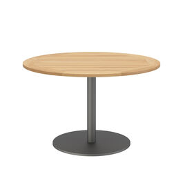 Ronda Mittelfußtisch Graphit rund 120 Tischplatte Teak