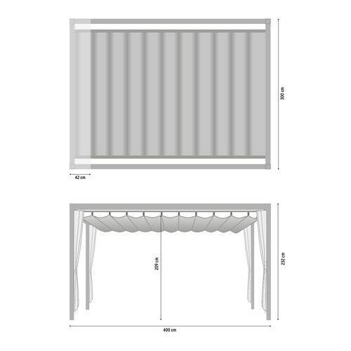 Monaco Sommerdach 3 x 4 m Graphit