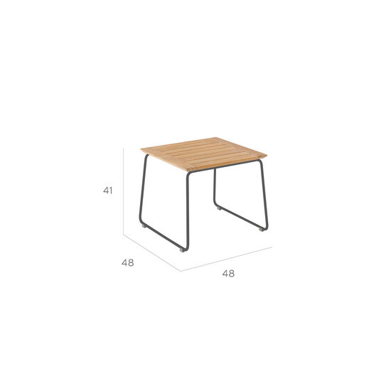 Pan Beistelltisch Graphit 48 x 48 Teak