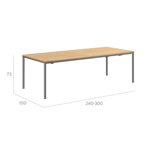 Portland Ausziehtisch Graphit 240-300 x 100 Tischplatte Teak