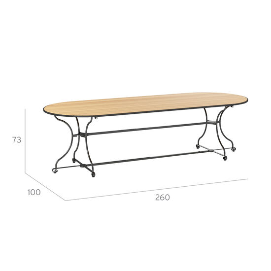 Fontenay Tisch oval 260 x 100, Teakleisten