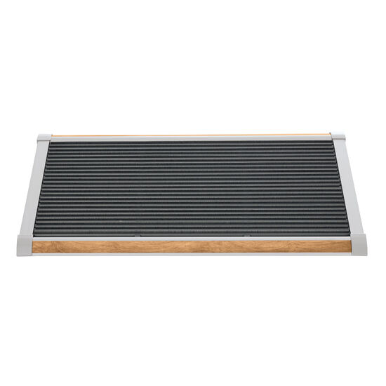Terrassenmatte Silber 90 x 60 mit Teakleiste