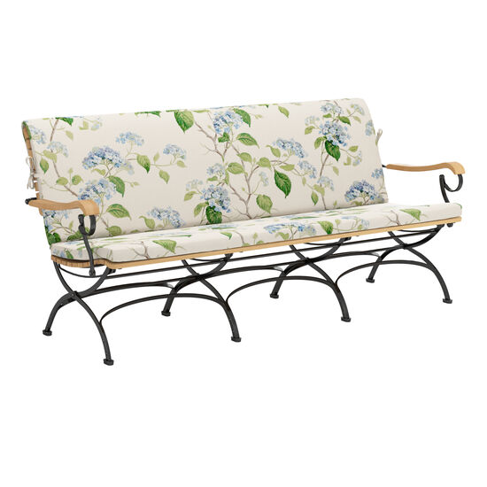 Auflage Fontenay Low Dining Bank 180 Dessin "Hortensia Blau"