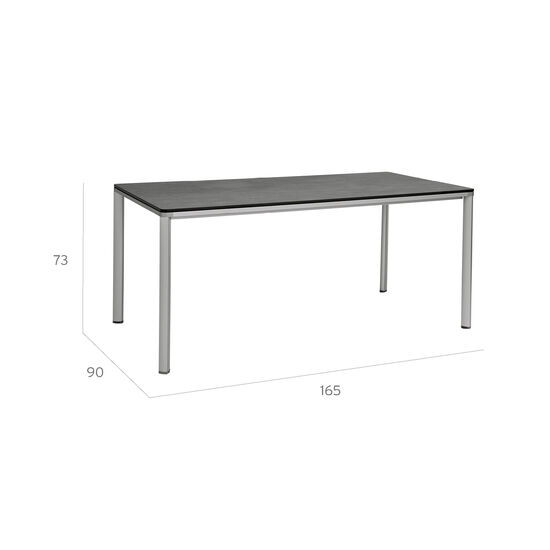 Portland Tisch Eloxal 165 x 90 Tischplatte Kunstharz Shade