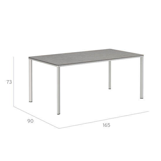 Portland Tisch Aluminium 165 x 90 Tischplatte Kunstharz Shade