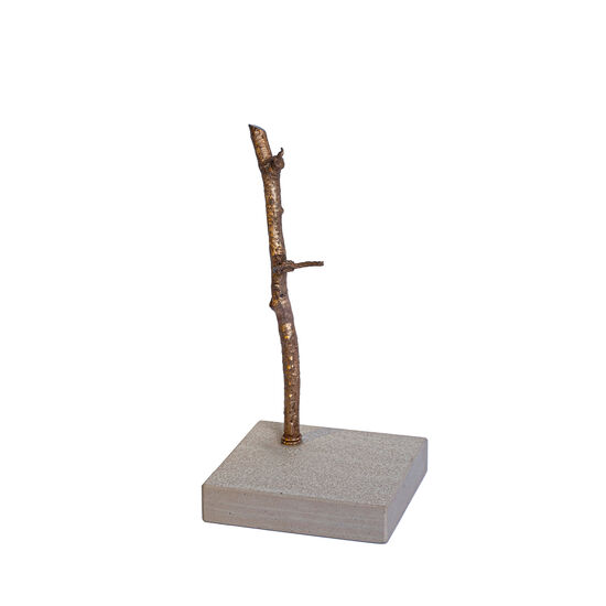 Bronzeast mit Sandsteinsockel für Biene und Libelle