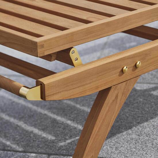 Gartenmöbel-Gartenliegen-Liege-Teakholz-Messing