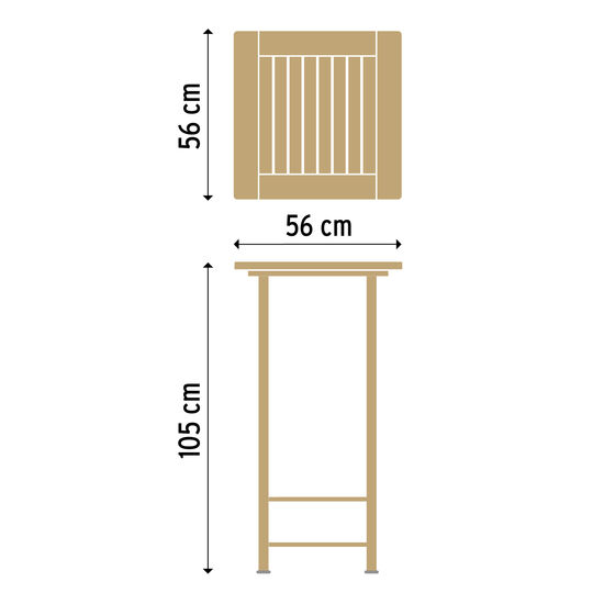 Ovation Stehtisch 56 x 56 Edelstahl, Teak