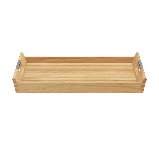 Teak Tablett für Butler's Tray Edelstahl