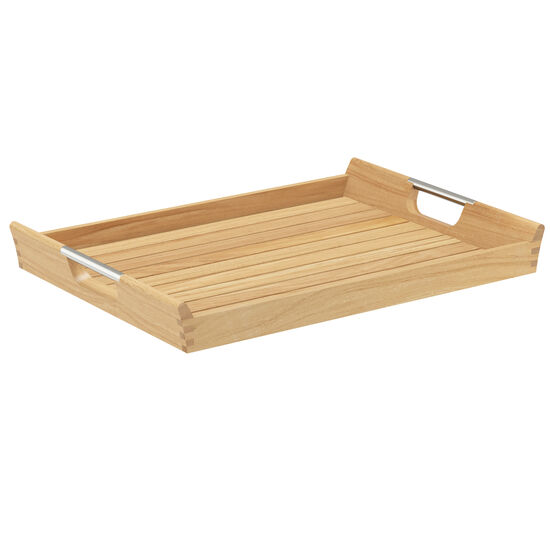 Teak Tablett für Butler's Tray Edelstahl