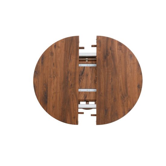 Tavo Massivholztisch rund Nussbaum, ausziehbar
