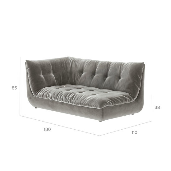 Sandvig Sofa 180 Armlehne rechts Quarz