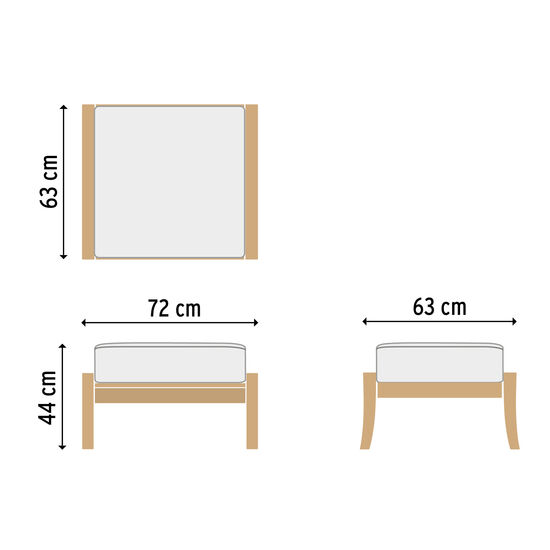 Gartenmöbel-Loungemöbel-Gartenstuhl-Auflagen-Dreisitzer-Sessel,Hocker & Poufs-Teakholz