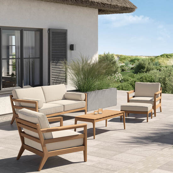 Newhaven Sofa inkl. Auflagen Dessin "Linum/Keder Indigo"