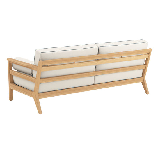 Gartenmöbel-Kissen-Loungemöbel-Sofa-Element mit Armlehne-Sitz- und Rückenkissen-Teakholz-Gewebe-Sofas-Leinen