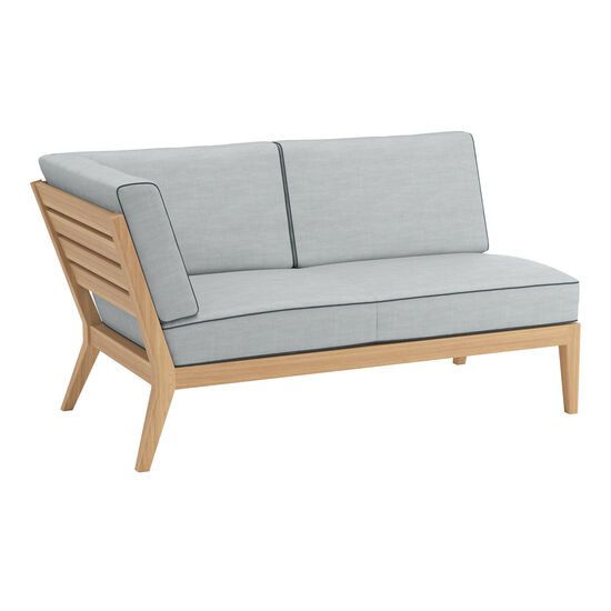 Gartenmöbel-Loungemöbel-Sofas-Auflagen-Element mit Armlehne-Element Rechts-Rückenwand-Teakholz