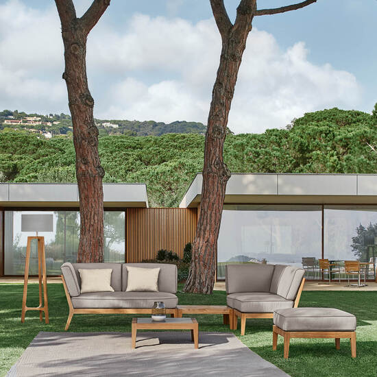 Valencia Lounge Chaiselongue rechts inkl. Auflagen Dessin "Stone/Keder Taupe"